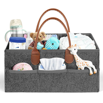 Felt Diaper Caddy Organizer – Large Portable Nursery Storage Basket