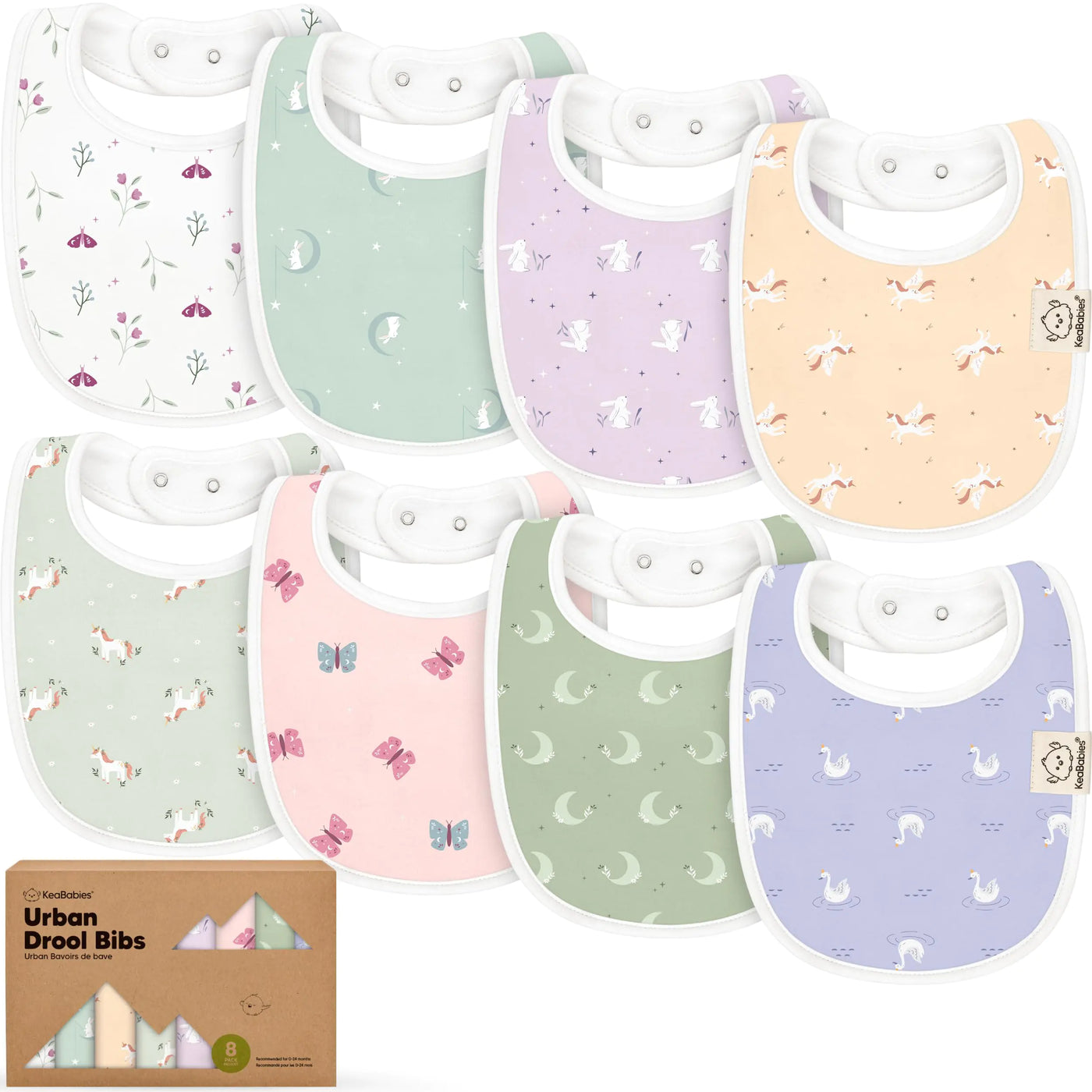 Elegant Organic Cotton Baby Bibs 8-Pack