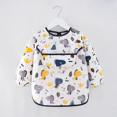 Waterproof Cotton Bib for Kids - Long Sleeve Feeding Apron