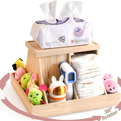 Bamboo Rotating Diaper Caddy