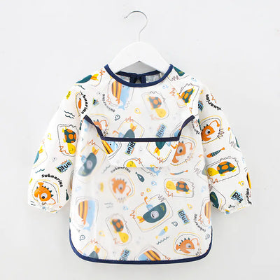 Waterproof Cotton Bib for Kids - Long Sleeve Feeding Apron