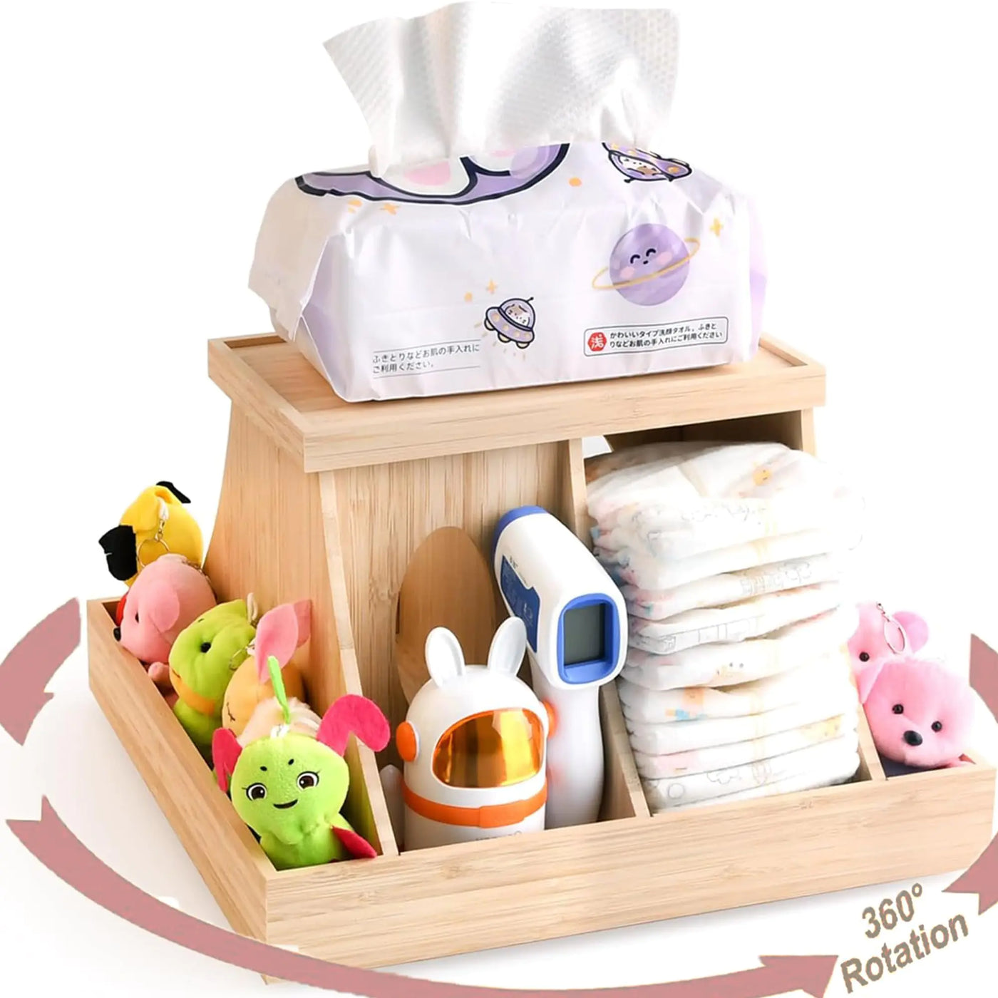 Bamboo Rotating Diaper Caddy