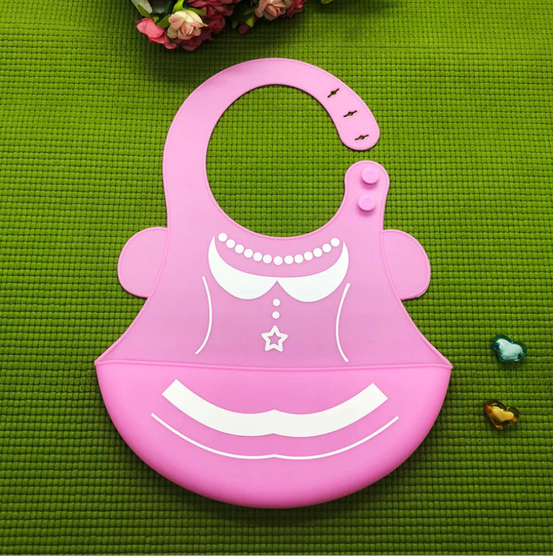 Silicone Waterproof Adjustable Cartoon Bibs for Kids