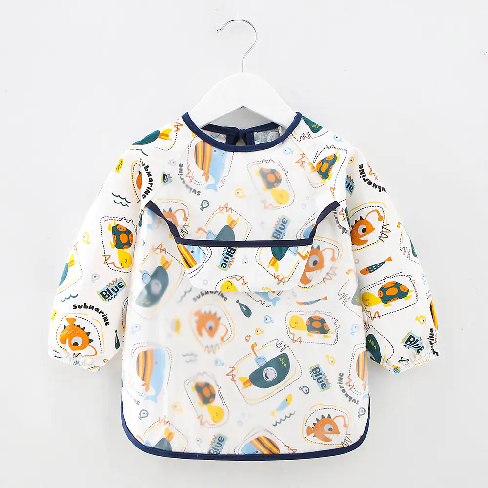 Waterproof Cotton Bib for Kids - Long Sleeve Feeding Apron
