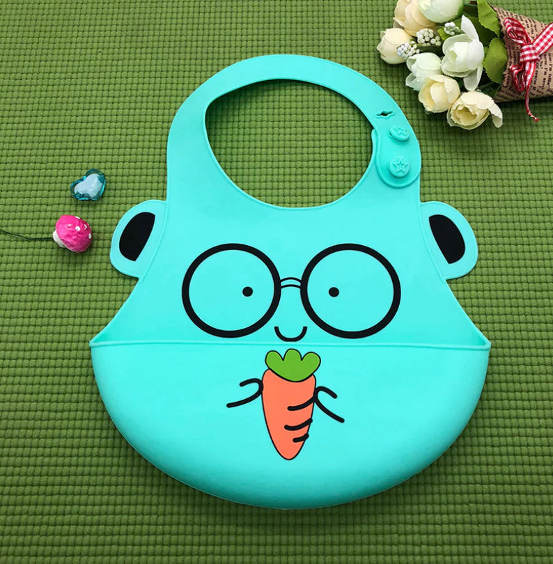 Silicone Waterproof Adjustable Cartoon Bibs for Kids