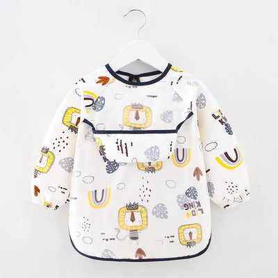 Waterproof Cotton Bib for Kids - Long Sleeve Feeding Apron